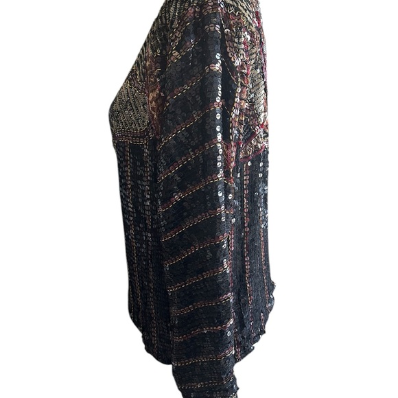 JUDITH ANN CREATIONS INC WOMENS SEQUIN TOP VINTAGE 100% SILK SZ M - Picture 3 of 16